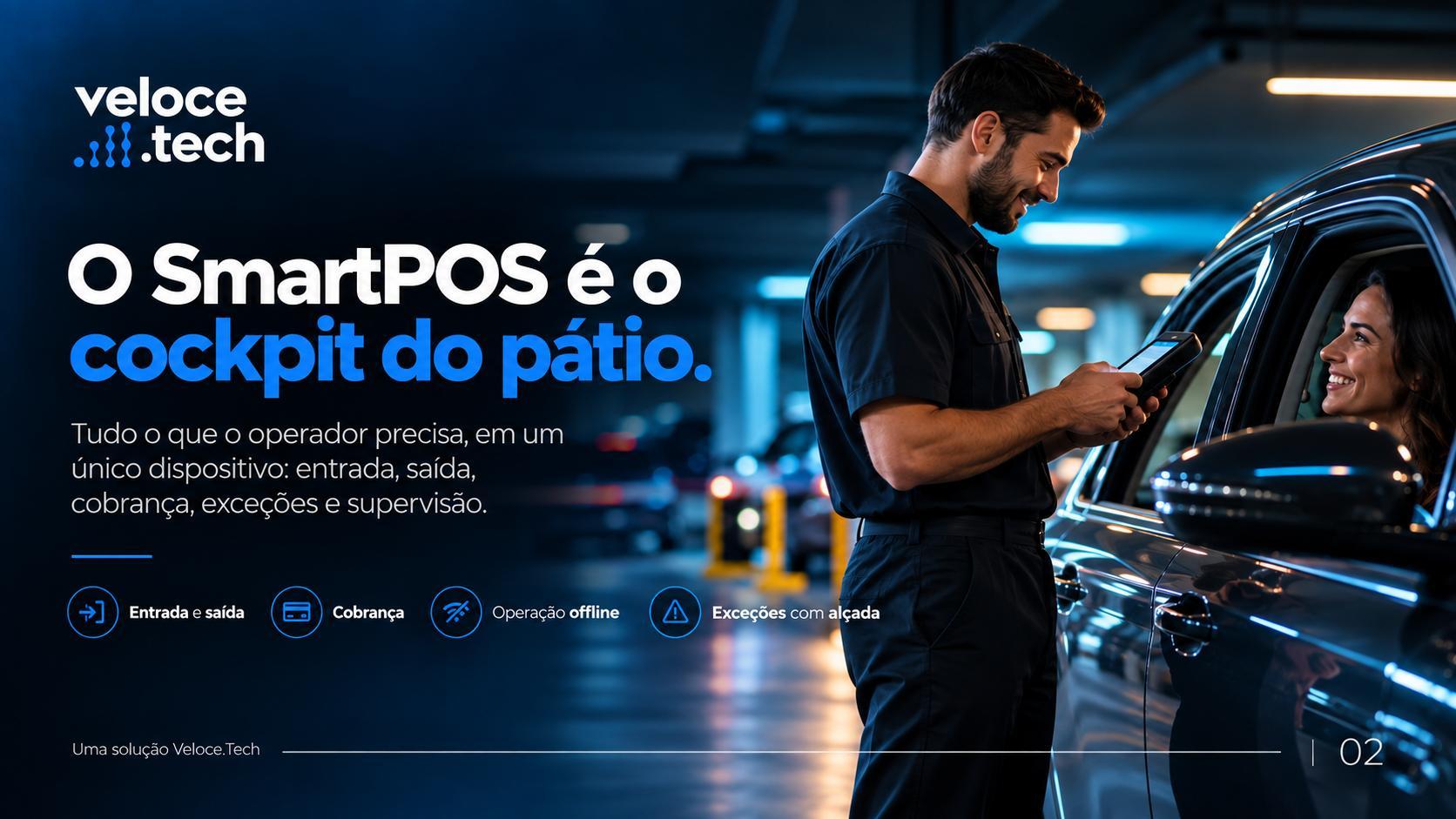 Operador usando SmartPOS ao atender uma motorista