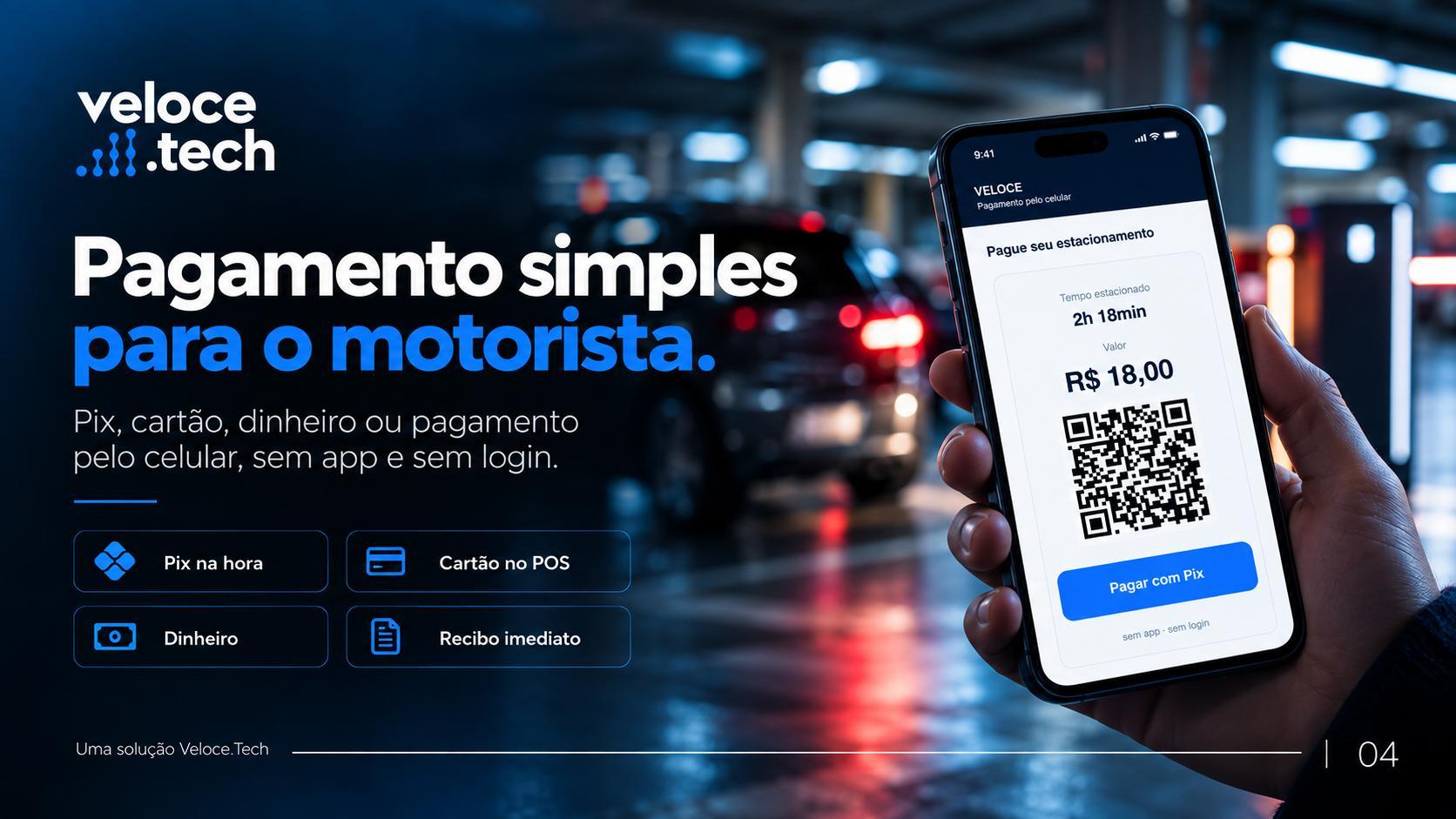 Pagamento do estacionamento pelo celular com QR